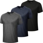 3 Pack Workout Mens Shirts - Dry Fit Causal Moisture Wicking Work Gym Athletic Short Sleeve for Basketball Running
