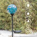 VCUTEKA Solar Lights Outdoor Decorative - Mosaic Solar Garden Light Waterpoof LED Pathway Stake Light for Landscape Lawn Patio Yard Decoration, Blue 1 Pack - Image 6