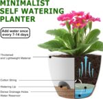 Plant Pots 10/9/8/7.5/7 Inch Self Watering Pots, Set of 5 Plastic Planters with Drainage Holes and Saucers,Plastic Flower Pots,Nursery Planting Pot for Indoor Out Door Plants（White） - Image 4