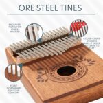 Kalimba 17 Key Thumb Piano, Portable Mahogany Mbira Finger Piano with Instruction, Carrying Bag, Tune Hammer, Holiday Gift for Kids & Adults, Light Brown - Image 3