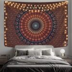 Lyacmy Bohemian Mandala Tapestry Hippie Tapestries Psychedelic Peacock Boho Tapestry Wall Hanging for Bedroom(51.2 x 59.1 inches) - Image 4