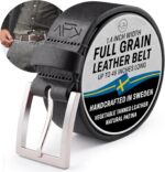 Stala - Mens Leather Belt - 1.4" Handmade in Sweden with Italian Full Grain Leather, black leather belt men