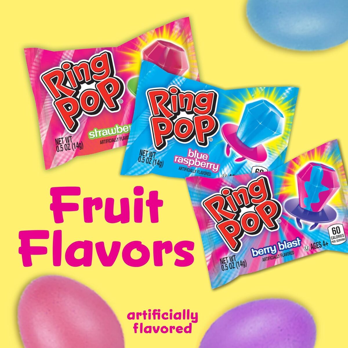 Ring Pop Individually Wrapped Bulk Lollipop Variety Party Pack – 50 Count Suckers w/ Assorted Fruity Flavors - Fun Bulk Candy for Kids - Hard Candy for Party Favors, Birthdays & Goodie Bags - Image 3