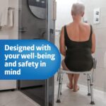 Medline Shower Chair Seat with Padded Armrests and Back | Heavy Duty for Bathtub | Slip Resistant with Adjustable Height | with 350 lb Capacity - Image 2