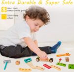 KIDWILL Kids Tool Set with Tool Box & DIY Stickers, Pretend Play STEM Construction Kits for Toddlers 3-5, Montessori Toys for 3 4 5 Year Old, Wooden Play Tools Set, Toddler Boy Toys - Image 7