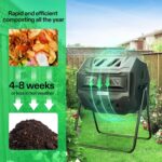 VIVOSUN Outdoor Tumbling Composter Dual Rotating Batch Compost Bin, 43 Gallon Black Door - Image 7