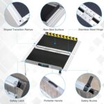 VNN Portable Wheelchair Ramp 2FT, Non-Slip Aluminum Folding Handicap Ramp, Door Threshold Wheelchair Ramps for Home, Wheel Chair Ramp for Home Steps, Scooter Ramp, Doorways, Curbs, Stairs - Image 3