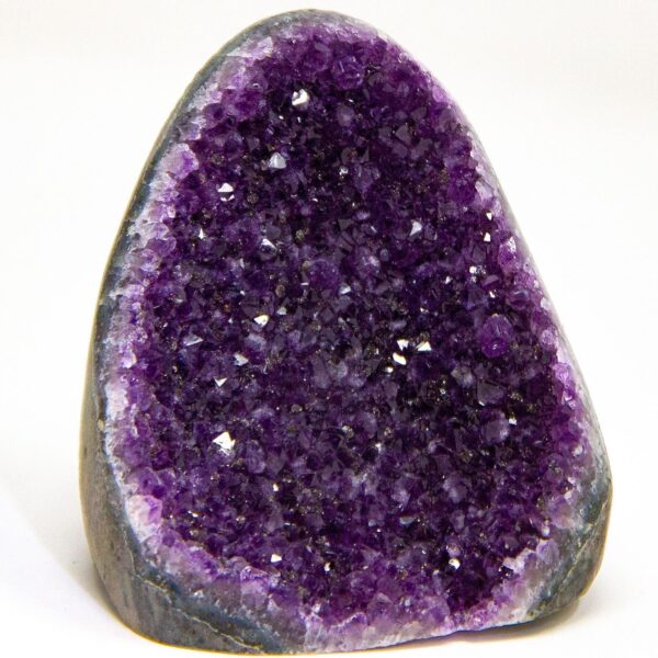 Extreme Rocks & Fossils Natural Amethyst Cluster with Polished Edges [1 to 1.5 lb.] - Real Raw Geode Healing Crystal Rock from Uruguay - Deep Purple Decor - Free Velvet Pouch of Rose Quartz
