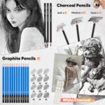 iBayam 78-Pack Drawing Set Sketching Kit, Pro Art Supplies with 75 Sheets 3-Color Sketch Book, 32 Coloring Book, Charcoal, Metallic, Watercolor, Graphite Pencils for Adults Kids Teens Girls Boys Gifts - Image 6