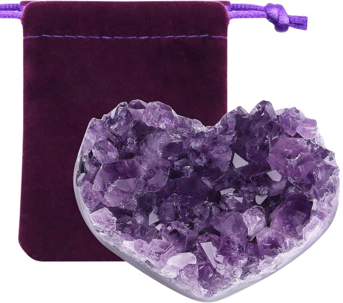 ZHIYUXI Amethyst Crystals and Healing Stones Gemstones Heart Crystal Cluster Geode Purple Natural Rock Protection Crystals Raw Stone Heart Decor Energy Balance Reiki Room Decor 1Pc 1.18-1.57 in - Image 1