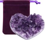 ZHIYUXI Amethyst Crystals and Healing Stones Gemstones Heart Crystal Cluster Geode Purple Natural Rock Protection Crystals Raw Stone Heart Decor Energy Balance Reiki Room Decor 1Pc 1.18-1.57 in