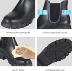 Athlefit Women's Chelsea Boots Fashion Lug Sole Chunky Heel Slip on Elastic Ankle Booties - Image 4