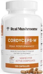 Real Mushrooms Cordyceps Capsules - Performance Mushroom Extract Supplement with Organic Militaris for Energy Immune Support Vegan Supplement, Non-GMO, 120 Caps