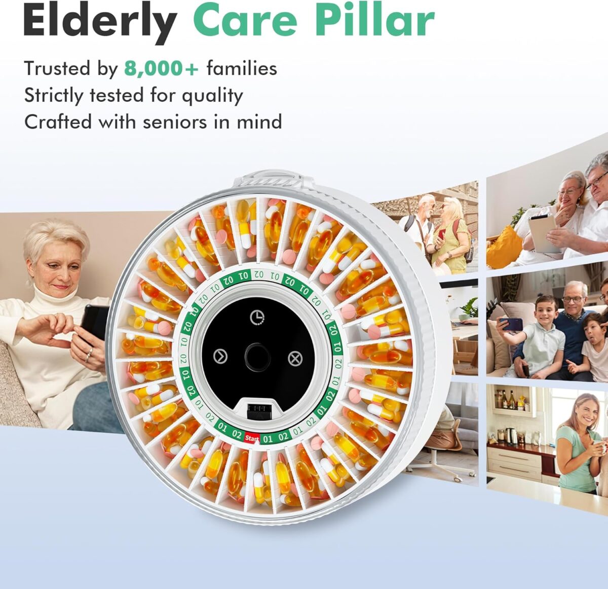Windtrace Bluetooth Automatic Pill Dispenser for Elderly with Alarm, Smart Pill Dispenser with 31-Slot, Fingerprint& Mechanical Dual Lock Medication Dispenser, Timed Dispenser Machine (Green) - Image 8
