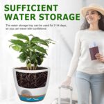 Plant Pots 10/9/8/7.5/7 Inch Self Watering Pots, Set of 5 Plastic Planters with Drainage Holes and Saucers,Plastic Flower Pots,Nursery Planting Pot for Indoor Out Door Plants（White） - Image 5