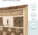 I Bee Hotel Insect Hotel - 29.5 x 28 x 10 cm - untreated, Solid Wood bee House for Bees, Ladybugs & lacewings - Hanging Insect House & Nesting aid - Image 4