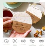 Luxury Marble and Wood Coasters, Set of 4 with Gold Stand, Personalized Gift for Weddings, Engagements, Anniversaries, Housewarming, and Décor (Bianco) - Image 4