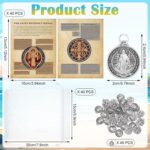 Remuuly 120 Pieces Medals Prayer Card Set, 3/4 Inch Round Silver Oxidized Medals for Necklace Holy Prayer Cards Bags for Catholic Women Men Jewelry Making (St Benedict) - Image 2