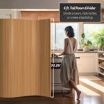 Oriental Furniture 6 ft. Tall Bamboo Wave Screen - Natural - Image 6