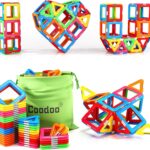 Coodoo Upgraded Magnetic Blocks Tough Tiles STEM Toys for 3+ Year Old Boys and Girls Learning by Playing Games for Toddlers Kids, Compatible with Major Brands Building Blocks - Starter Set