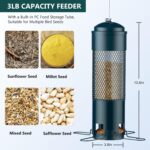 Bird Feeders for Outdoors Squirrel Proof with Weight-Activated Perches, Hanging Bird Feeder for Outside, Metal Feeder for Wild Cardinal, Finch, Blue Jay, Chickadee, 3LB Seed Capacity, Green - Image 4