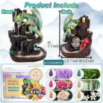 Dragon Backflow 2 Sided Mountain Waterfall Incense Burner,Fountain Smoke Incense Holder with Backflow Incense Cones, Tweezers, Mat，Resin Aromatherapy Meditationvaiuk (Green) - Image 2