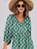 ANRABESS Womens Boho Maxi Dresses 2025 Summer V Neck Puff Sleeve Floral Flowy Swing Casual Long Dress - Image 5