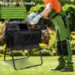 F2C Compost Tumbler Bin 43 Gallon Dual Chamber Compost Bin - Includes Gardening Gloves，BPA Free, Heavy-Duty Steel Frame, Rotating Tumbler with Sliding Doors | (Black) - Image 7