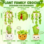 MAGIMUSE Crochet Kit for Beginners, Crochet Starter Kits for Adults Amigurumi Craft Knitting Crocheting Kits with Step-by-Step Video Tutorials, 6 Pack Hanging Potted Plants Family(40%+ Yarn - Image 2