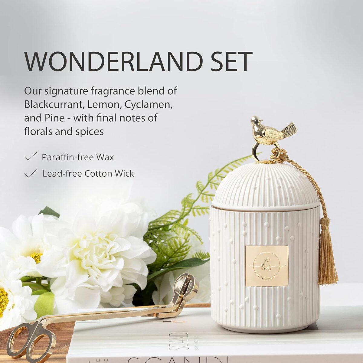 Scented Candles for Home Luxury Candle Gift Set - Candle Holder + 2 x 8.5oz Soy Candle Refills + Wick Trimmer - 115 Hour Burn - Birthday Gifts for Women - Centerpiece Decorations - 4 pcs - Image 5