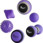 Posture Magic Massage Ball Kit for Myofascial Trigger Point Release & Deep Tissue Massage - Set of 6 - Large Foam/Small Foam/Lacrosse/Peanut/Spiky/Hand Exercise Ball (Purple)