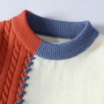 GURUNVANI Patchwork Sweater Mens Colorblock Jumper Cable Knitted Pullover Oversized - Image 5