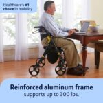 Medline Premium Empower Folding Mobility Rollator Walker with Memory Foam Seat, Black, 300 lb. Weight Capacity, 8” Wheels, Cupholder,Rolling Walker for Mobility Impairment, Adjustable Handles - Image 2