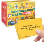 Conversation Cards for Kids – 400 Convo Starters for Family Game Night or Dinner – Road Trip Must Haves – Travel Games for Children Age 8-12 – Connect and Build Social Emotional Learning Skills