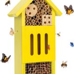 Bee House Bug Hotel & Butterfly House, Handcrafted Wooden Ladybug House, Natural Insect Habitat for Garden, Patio, or Yard, Durable Pine Wood, Attracts Pollinators, 10.4 x 5.5 x 3.2 Inches