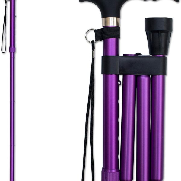 RMS Folding Cane - Foldable Walking Cane with Adjustable Height - Collapsible and Lightweight - Soft Ergonomic Handle for Comfortable Grip - Portable Walking Stick for Mobility Aid