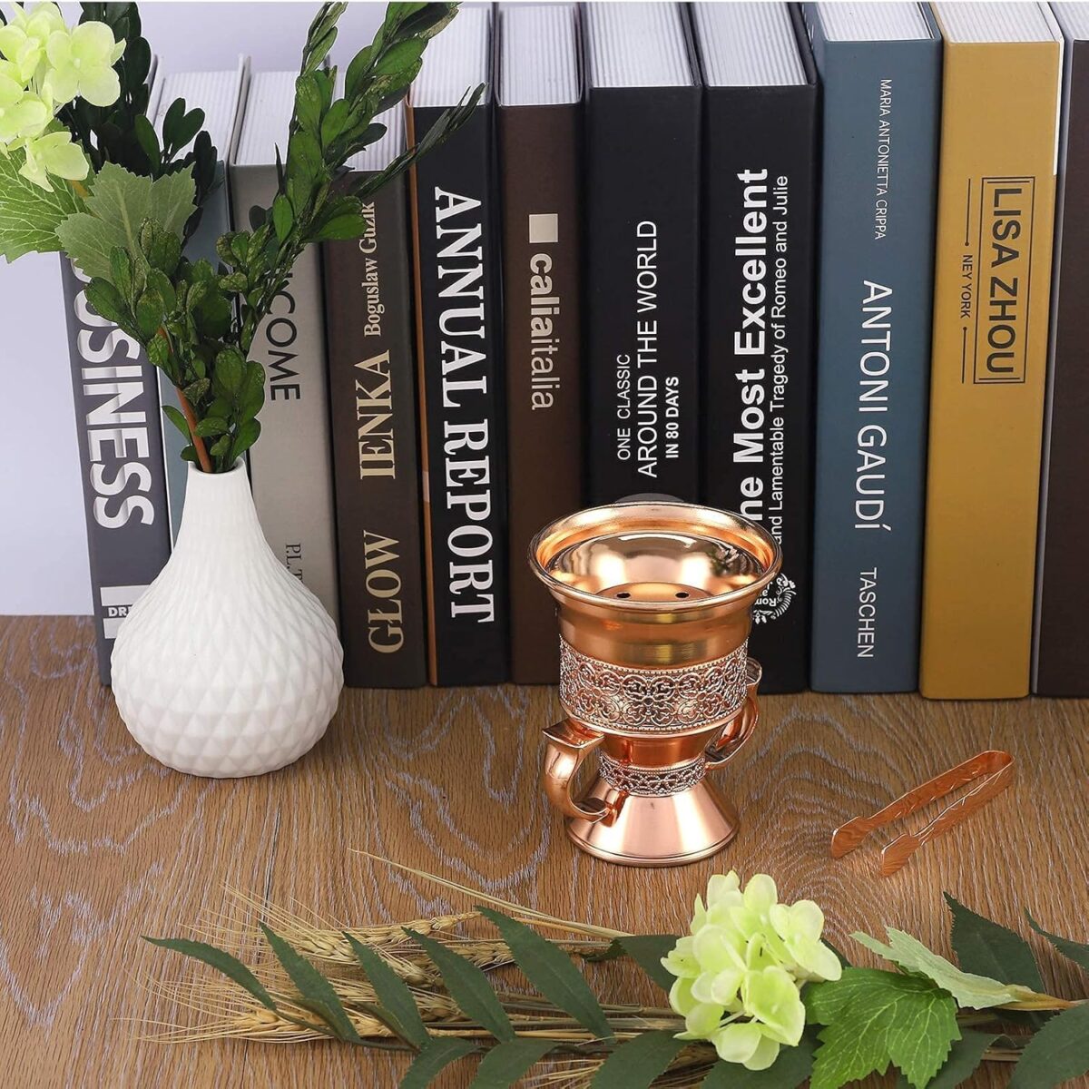 Metal Frankincense Resin Incense Burner, Incense Censer, Portable Bakhoor Burner, Charcoal Bakhoor Burner, Myrrh Burner with Tongs for Yoga, Spa Aromatherapy (Rose Gold) - Image 8