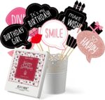 Birthday Photo Booth Props Kit - Happy Birthday Party Favors Supplies Bday Party Decoration Set with Real Glitter Cute Bday Designs for Women or Girls - Easy to Assemble 30 Pieces (Rose Gold) - Image 3