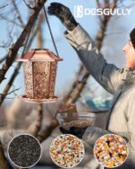 Solar Bird Feeders for Outdoors Hanging - Premium Grade Metal Bird Feeder, Chew-Proof, Weather and Water Resistant Wild Bird feeders, Outside and Garden Decoration-New - Image 3