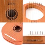Lyre Harp Mulucky 7 Metal Lyre Steel String Bone Saddle Mahogany Lyre Instrument with Tuning Wrench and Black Gig Bag - MLH701 - Image 5