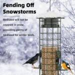 Squirrel Proof Bird Feeder,Metal Mesh Bird Feeders for Outdoors Hanging,Gravity Protection Squirrel Proof Wild Bird Feeders with Finch Cardinal Chickadee,3LB Large Capacity,Green - Image 5
