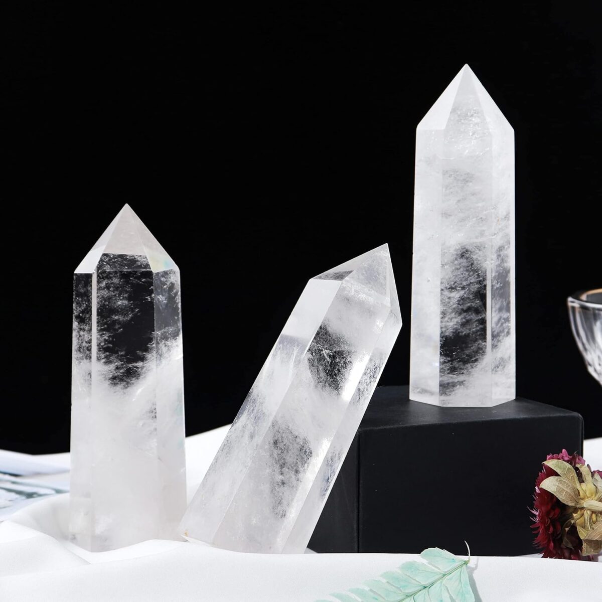Runyangshi Large Clear Quartz Healing Crystal Wand 4.72"-5" Natural Crystal Tower 6 Faceted Single Point Crystal Prism Wand Natural Quartz Stones for Meditation Reiki Chakra Therapy Home Decor Gift - Image 6