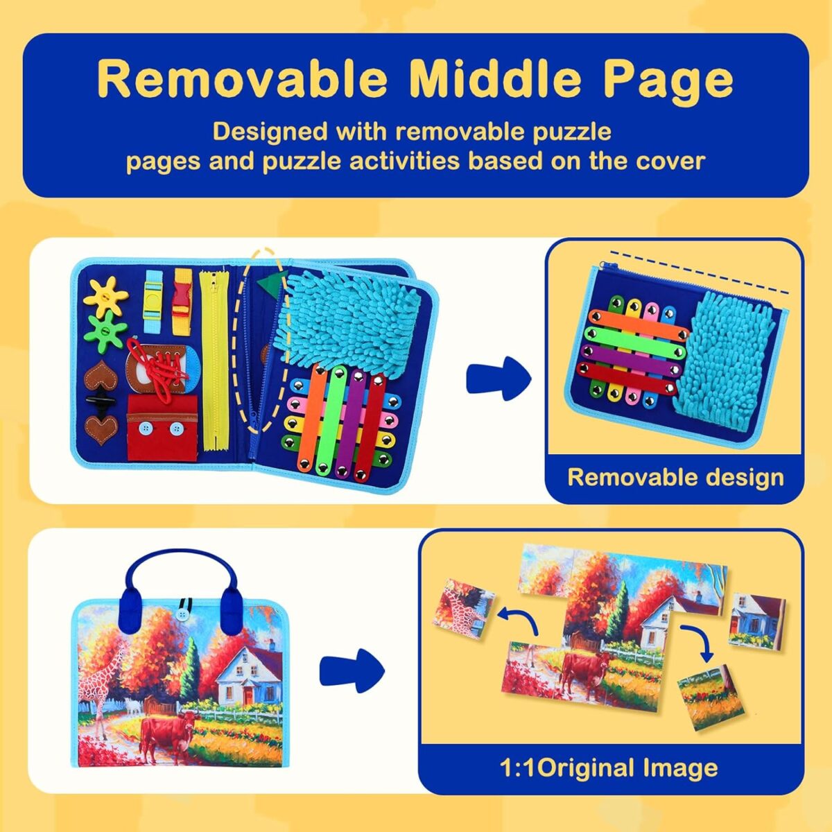 Fidget Blanket for Adults with Dementia, Dementia Activities for Seniors, Alzheimer's Products Multi-Use Busy Sensory Board, Gifts for Him Her Dementia Products for Elderly and Children with Autism - Image 6