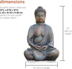 Alpine Corporation 15" Tall Indoor/Outdoor Meditating Buddha Statuary Décor - Image 3