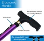 RMS Folding Cane - Foldable Walking Cane with Adjustable Height - Collapsible and Lightweight - Soft Ergonomic Handle for Comfortable Grip - Portable Walking Stick for Mobility Aid - Image 6