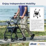 Drive Medical R726BK Foldable Rollator Walker with Seat, Black - Image 2