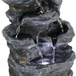 WICHEMI Indoor Fountain Tabletop Fountain Waterfall Fountains Stacked Rocks Water Feature Feng Shui Zen Meditation Relaxation Desktop Fountain for Home and Office Indoor Spaces Decor (Style 20)