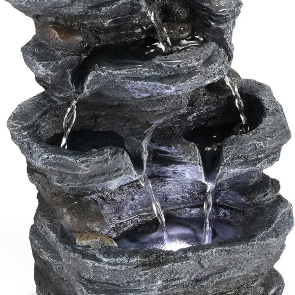 WICHEMI Indoor Fountain Tabletop Fountain Waterfall Fountains Stacked Rocks Water Feature Feng Shui Zen Meditation Relaxation Desktop Fountain for Home and Office Indoor Spaces Decor (Style 20)