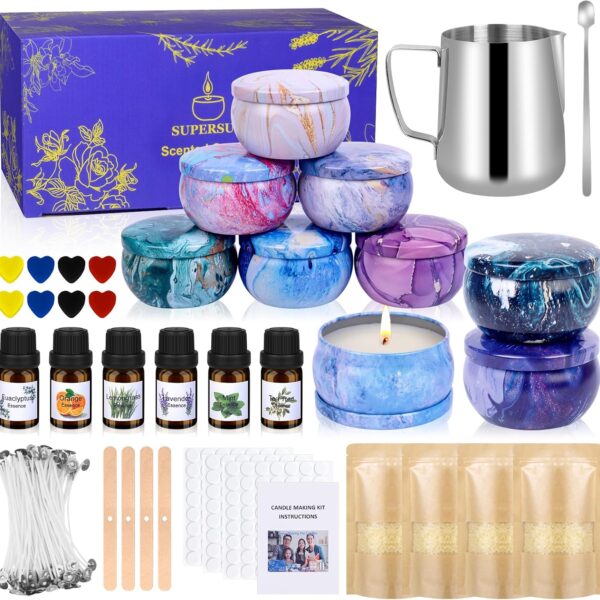 SUPERSUN Candles Making Kit for Adult - Christmas DIY Gift for Kid and Beginner, Includes Beeswax, Essential Oils, Dyes, and More DIY Candle Making Supplies