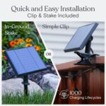 Brightech Ambience Pro Solar Powered Outdoor String Lights, 27 ft Commercial Grade Waterproof Patio Lights, 12 Edison Bulbs, Shatterproof LED String Lights for Outside, Porch - 1W Soft White - Image 3